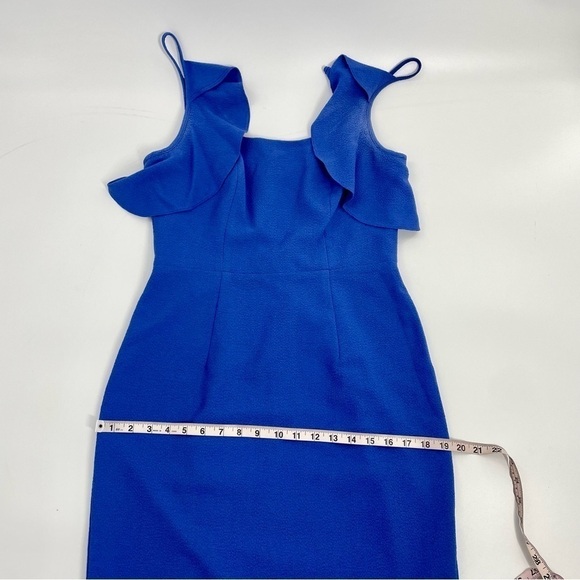 Black Halo Rosette Blue Sheath Dress Ruffle Sleeve Sleeveless‎ Classic 8 - Picture 8 of 16
